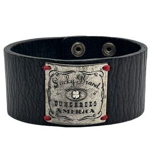 Lucky Brand Dungarees America Black Leather Cuff Bracelet